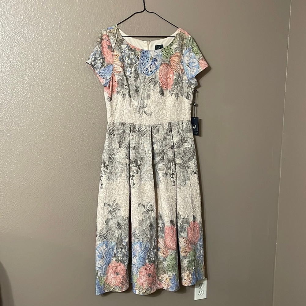 Floral and blush Adrianna Papell dress